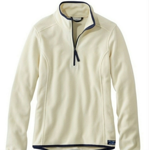 L.L. Bean Sweaters - NWOT Women's Soft-Brushed Fitness Fleece Pullover, Quarter-Zip in Ivory & Navy